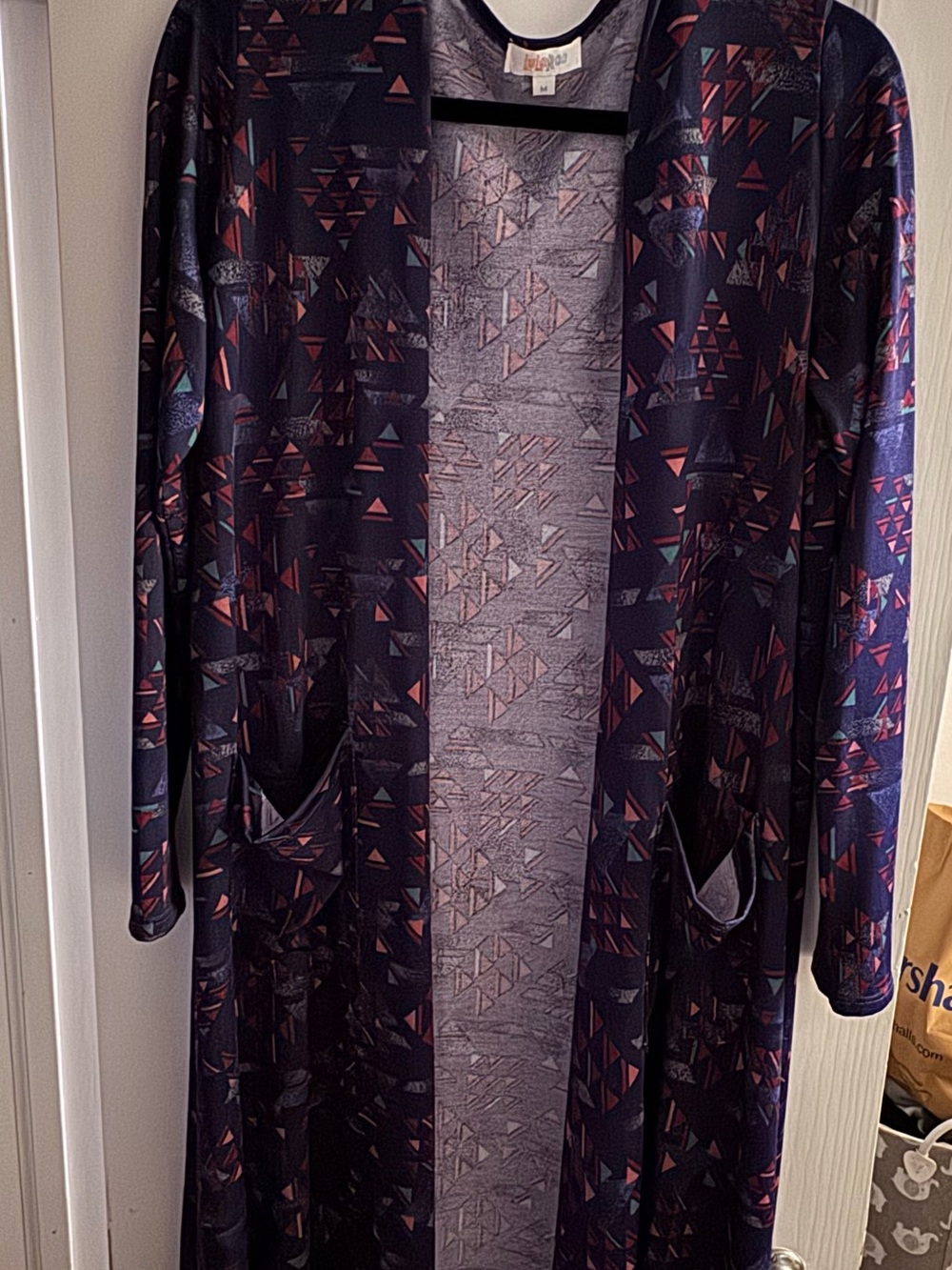 LuLaRoe Multicolor Cardigan with Triangle Pattern